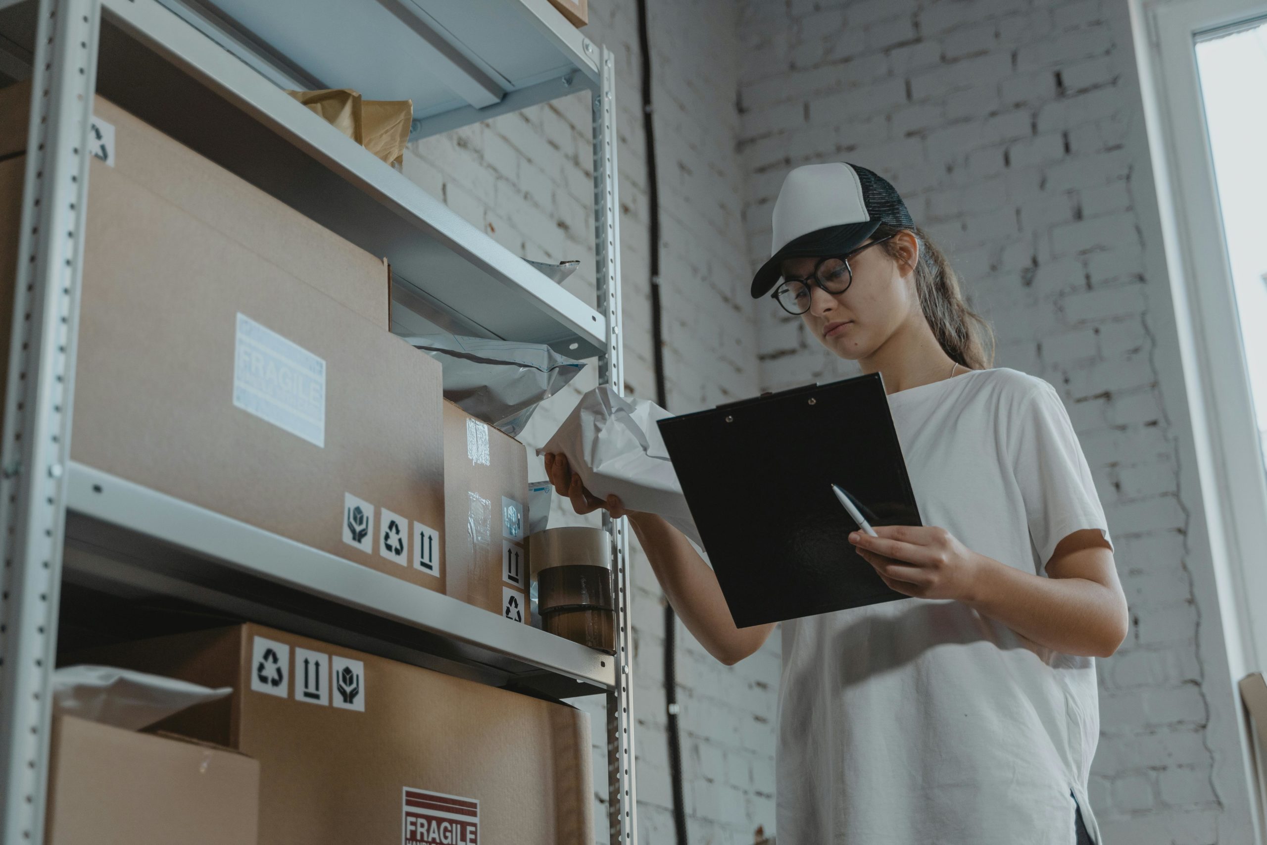 Woman checking inventory